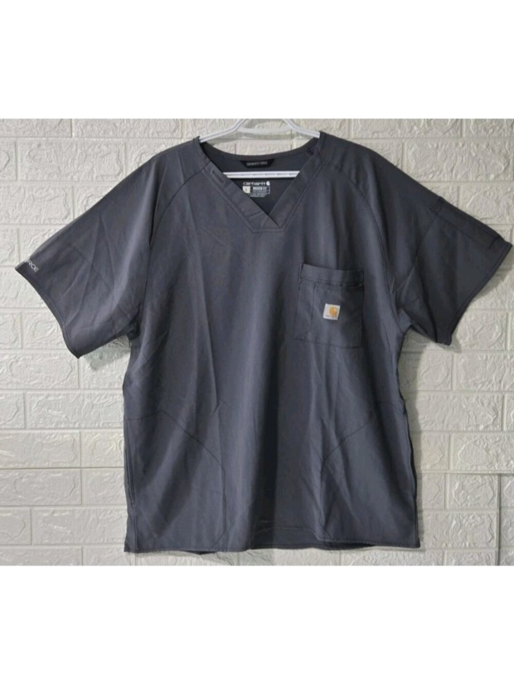 Carhartt Force Modern Fit Scrub Top V-Neck Grey Mens Large Gray Utility Scrubs
